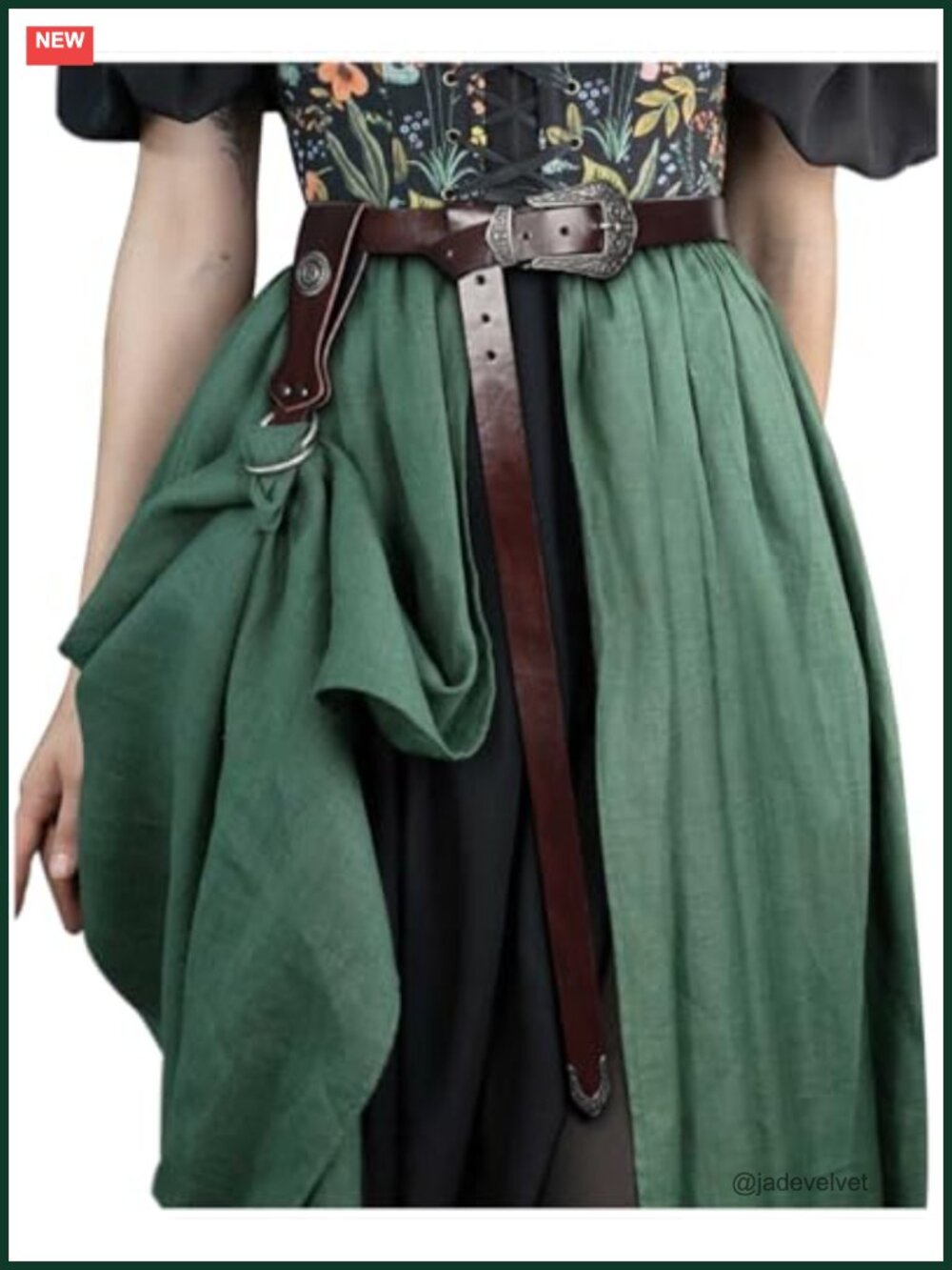 Medieval Renaissance Faux Leather Skirt Clip Belt D-Ring Buckle One Size